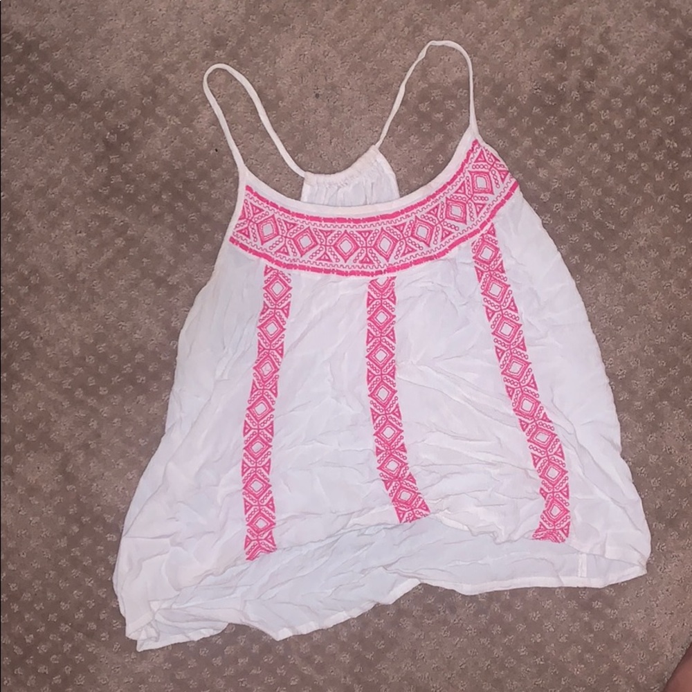 pink and white tank